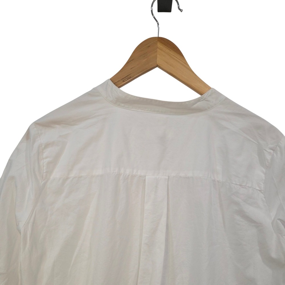 LOFT Womens White Cotton Softened Shirt M Bell Sleeve‎ V-Neck Tunic Blouse Boho - Picture 7 of 16